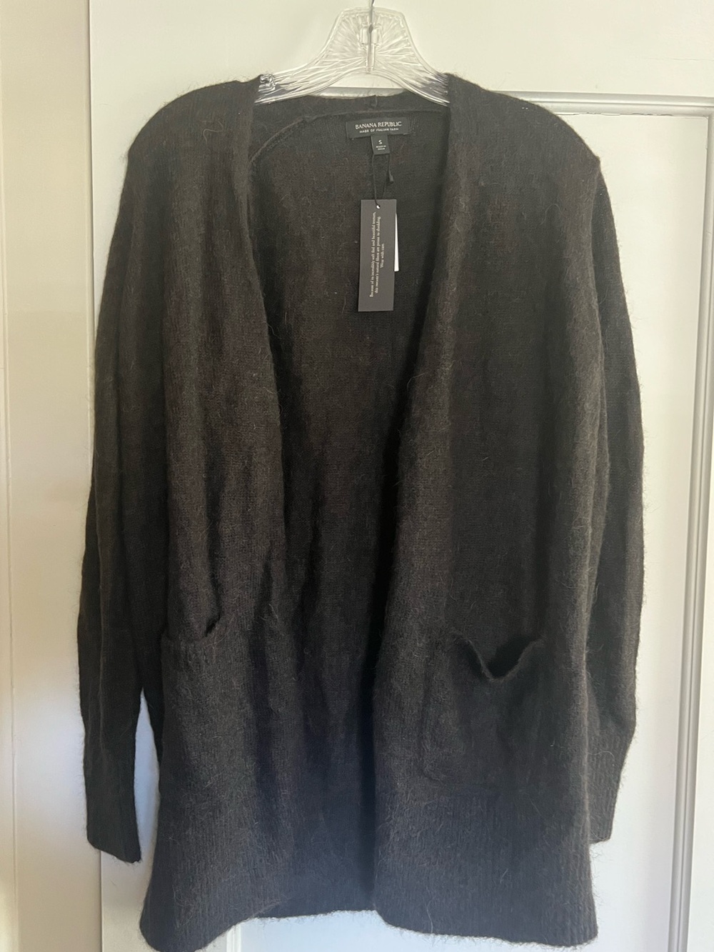 BANANA REPUBLIC Serenita alpaca blend open cardigan sweater dark brown -S-NWT!